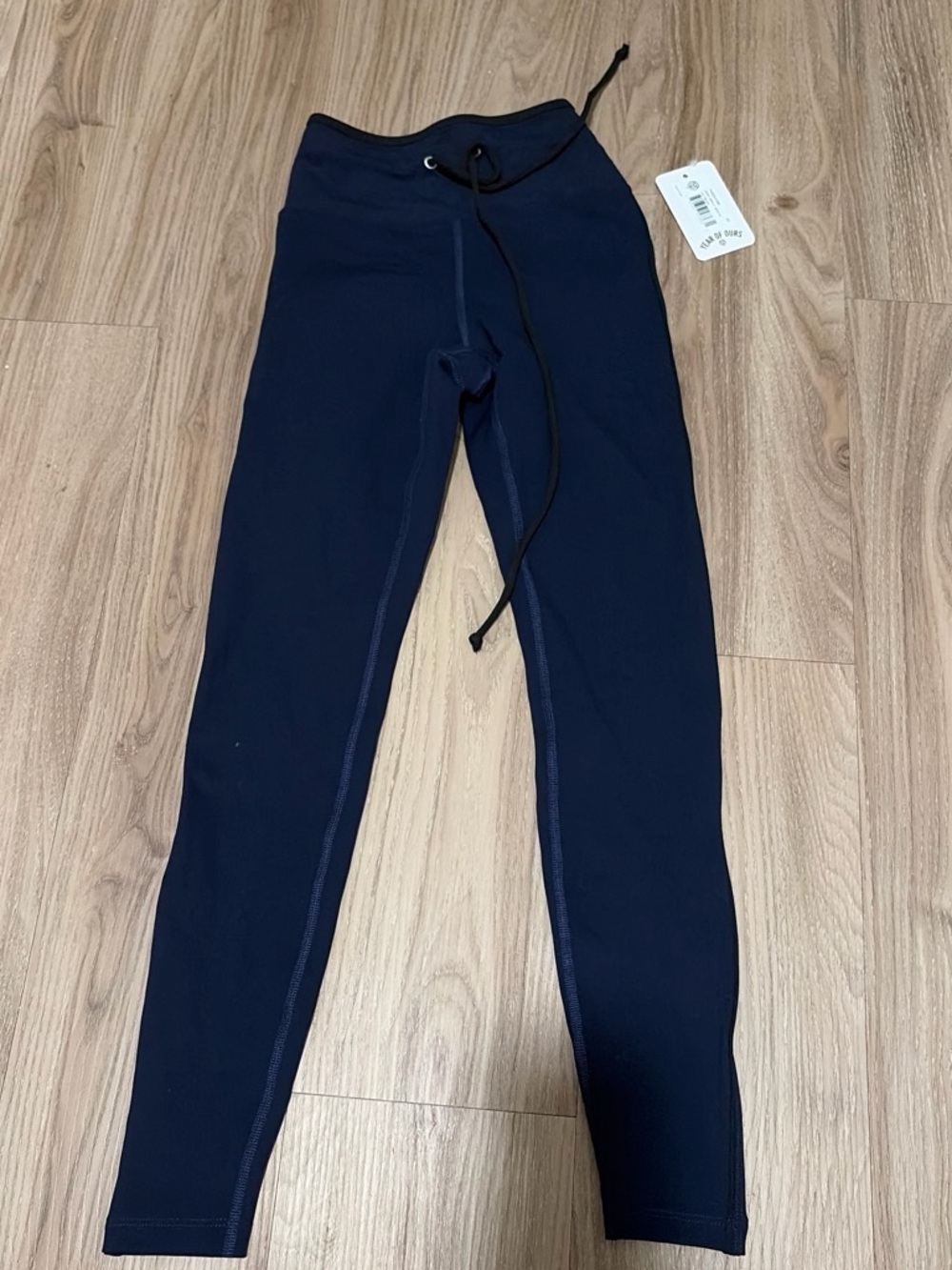 Year of Ours Navy Blue Active Sport Sprint Leggings with Drawstring Waist NWT